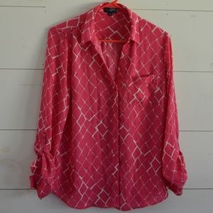 The Limited Pink Patterned "Ashton" Button Down Top - Size Medium